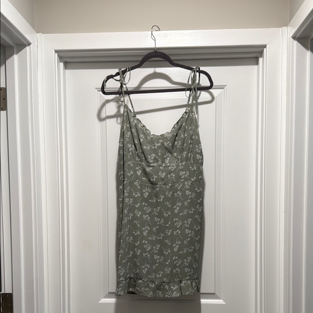 Abercrombie & Fitch Olive Dress with White Floral Design